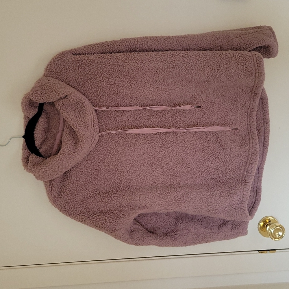Maurices faded pink sherpa hoodie size L